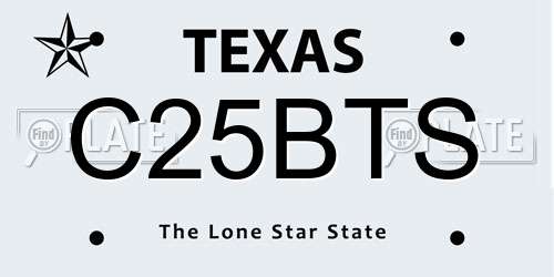 C25BTS Texas License Plate