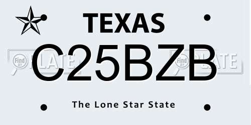C25BZB Texas License Plate