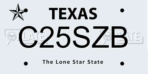 C25SZB Texas License Plate