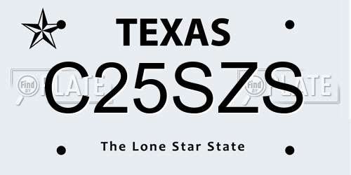 C25SZS Texas License Plate