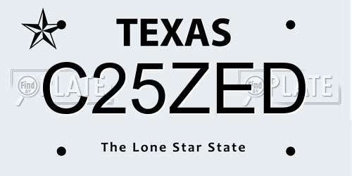 C25ZED Texas License Plate
