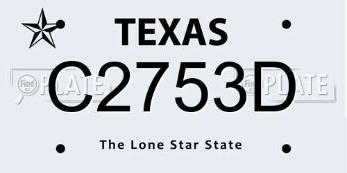 C2753D Texas License Plate