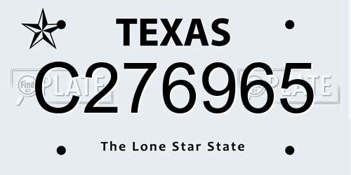C276965 Texas License Plate