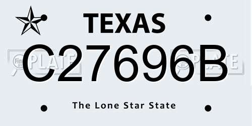 C27696B Texas License Plate