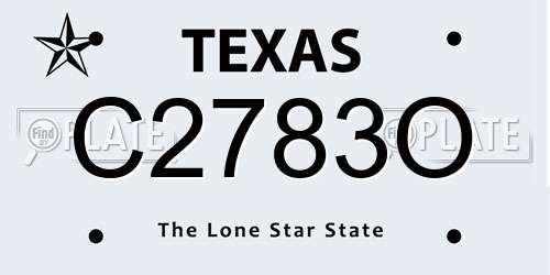 C2783O Texas License Plate