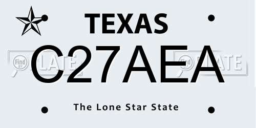 C27AEA Texas License Plate