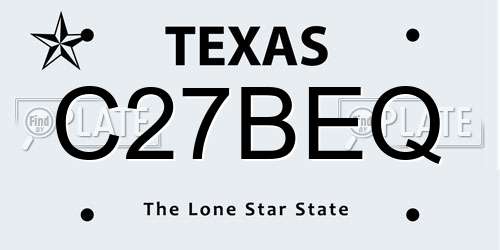 C27BEQ Texas License Plate