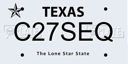 C27SEQ Texas License Plate
