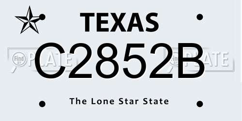C2852B Texas License Plate