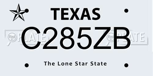 C285ZB Texas License Plate