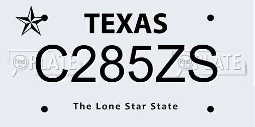 C285ZS Texas License Plate