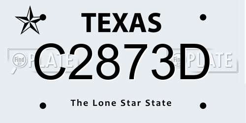 C2873D Texas License Plate