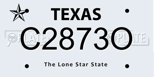 C2873O Texas License Plate