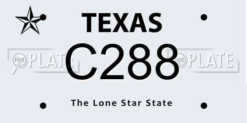C288 Texas License Plate