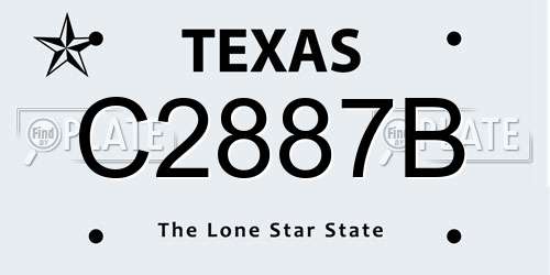 C2887B Texas License Plate