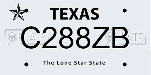C288ZB Texas License Plate
