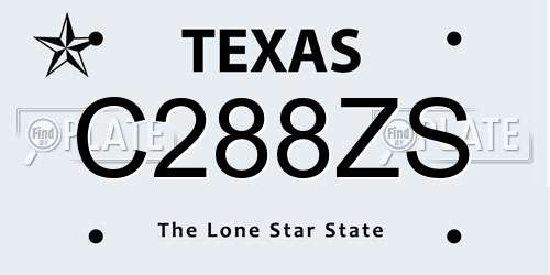 C288ZS Texas License Plate