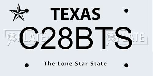C28BTS Texas License Plate