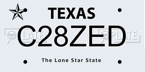 C28ZED Texas License Plate