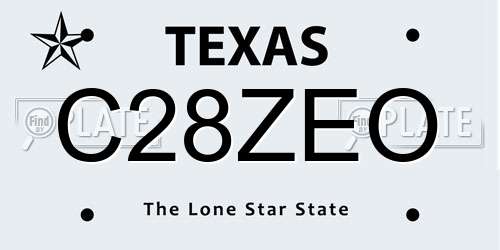 C28ZEO Texas License Plate