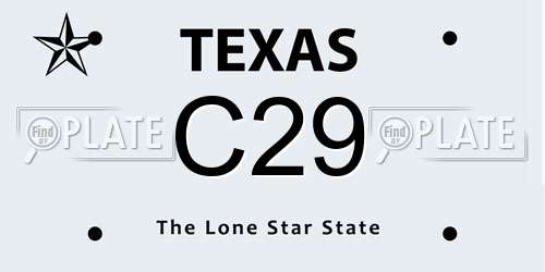 C29 Texas License Plate
