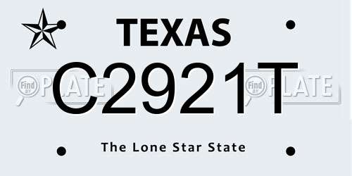 C2921T Texas License Plate