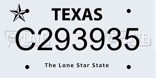 C293935 Texas License Plate