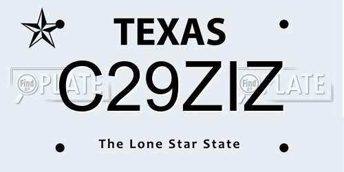 C29ZIZ Texas License Plate
