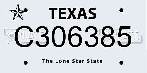 C306385 Texas License Plate
