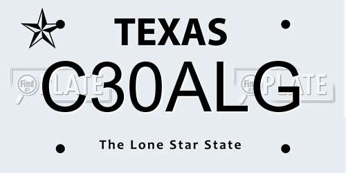 C30ALG Texas License Plate