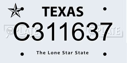 C311637 Texas License Plate