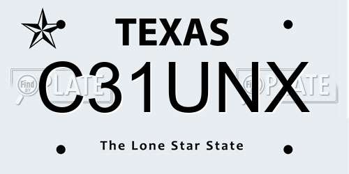 C31UNX Texas License Plate