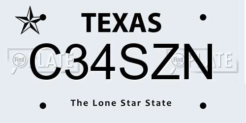 C34SZN Texas License Plate