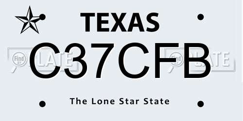 C37CFB Texas License Plate