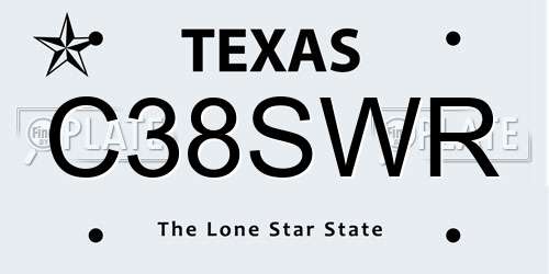 C38SWR Texas License Plate