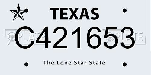 C421653 Texas License Plate
