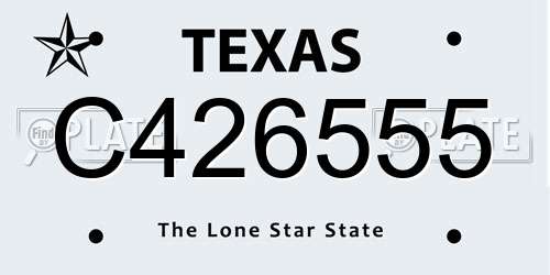 C426555 Texas License Plate