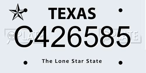 C426585 Texas License Plate