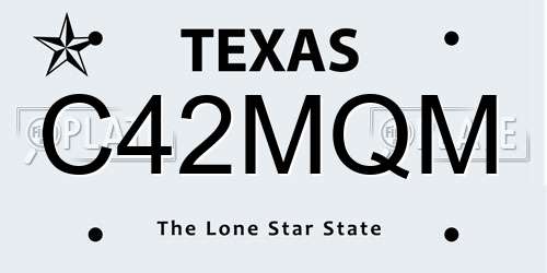 C42MQM Texas License Plate