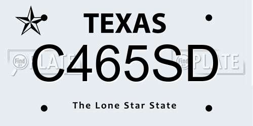 C465SD Texas License Plate