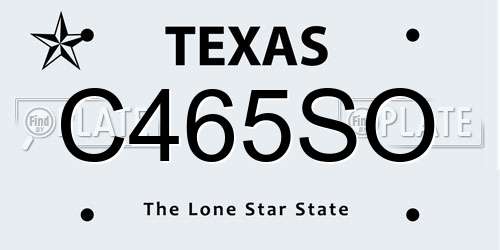 C465SO Texas License Plate