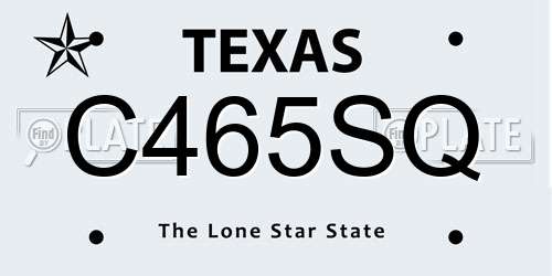 C465SQ Texas License Plate