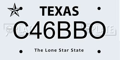 C46BBO Texas License Plate