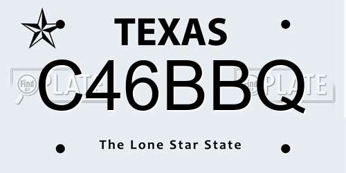 C46BBQ Texas License Plate