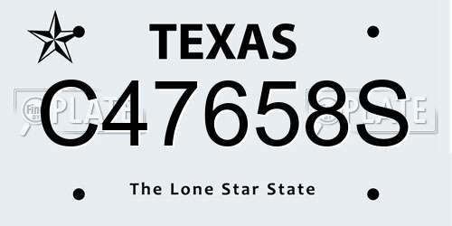 C47658S Texas License Plate