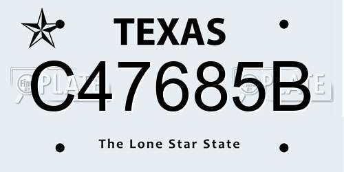C47685B Texas License Plate