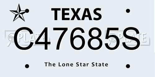 C47685S Texas License Plate
