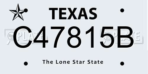 C47815B Texas License Plate