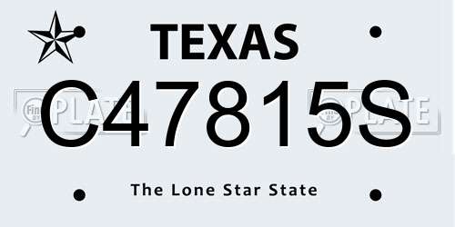 C47815S Texas License Plate