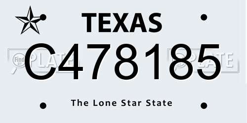 C478185 Texas License Plate